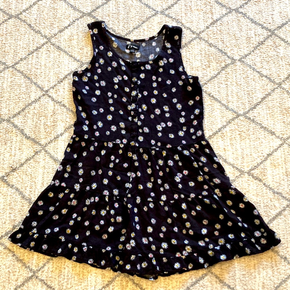 Art Class Romper, Daisies, Black & White